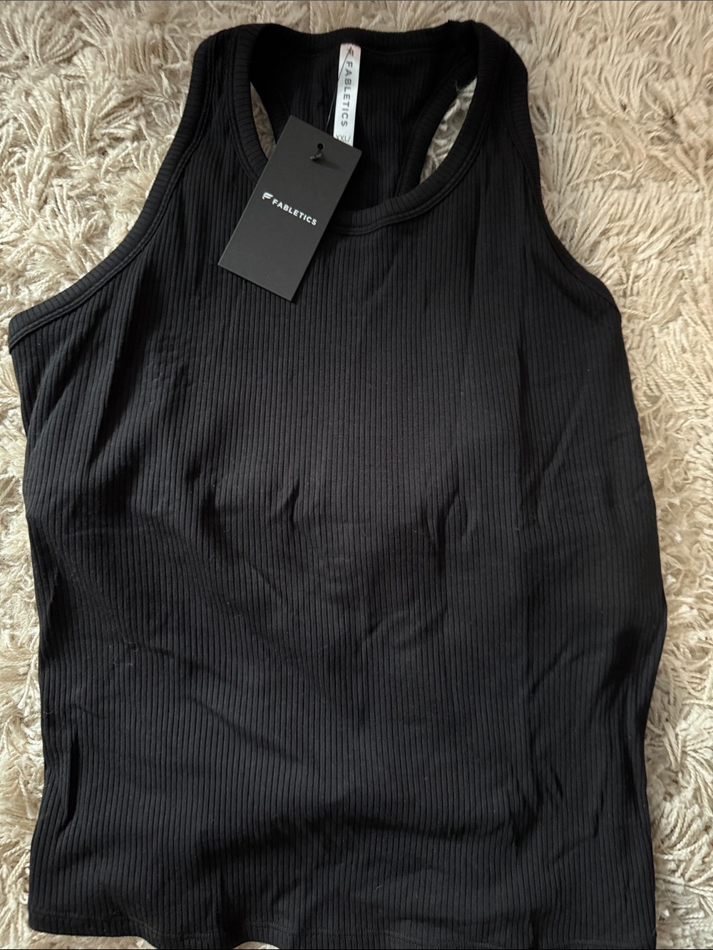 Fabletics Black Ribbed Racerback Tank Top